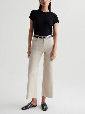 AG Adriano Goldschmied Saige Wide Leg Crop In Sulfur Desert Rock Size 28